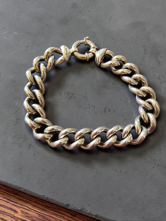 Karizia SpA Jewelry - Italian Very Heavy Sterling Silver Curb Link Chain Bracelet Unisex
